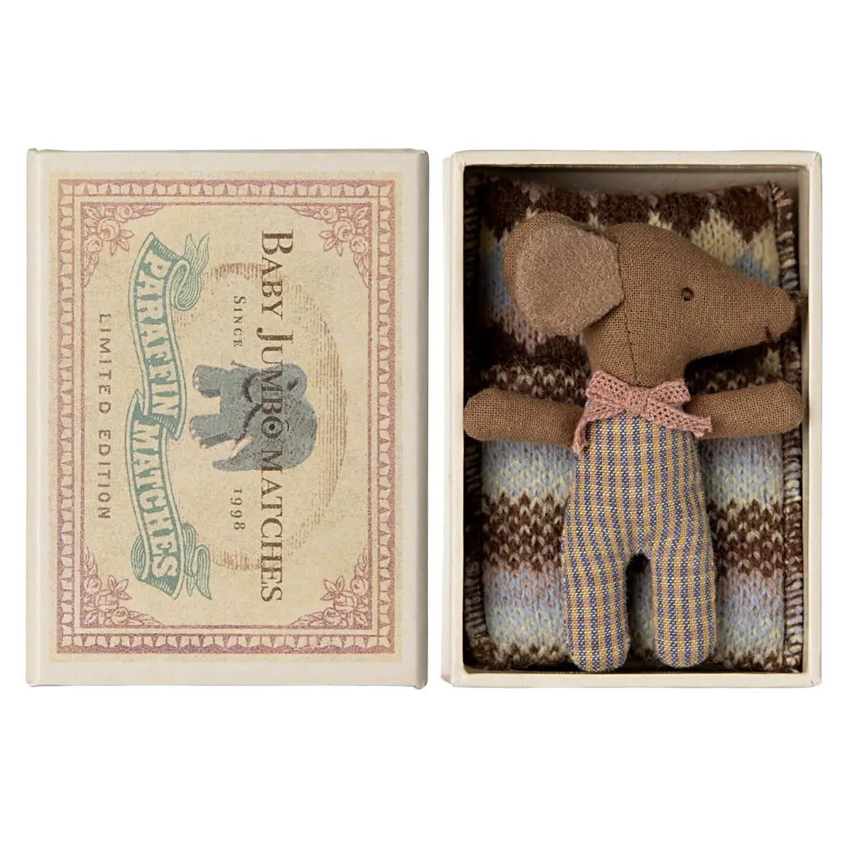 MAILEG - Souris Bébé "Sleepy Wakey" Dans Sa Boîte - Rose