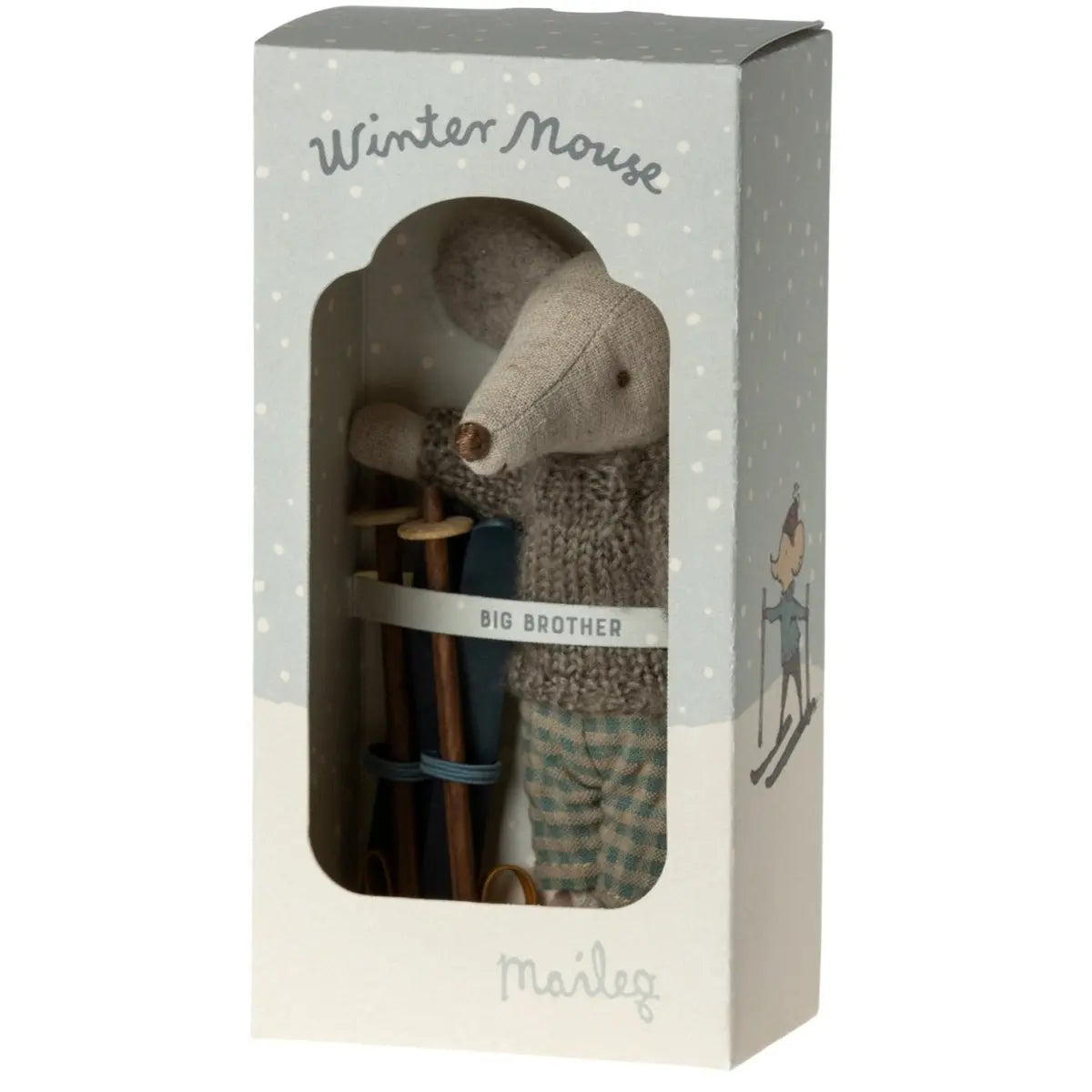 MAILEG - Souris d'hiver Avec Set de Ski, Grande Frère