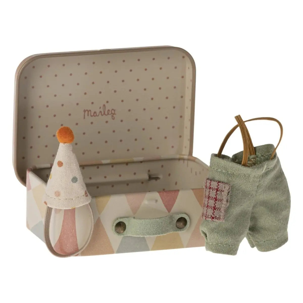 MAILEG - Tenue De Clown Et Sa Valisette, Petit Frère Souris Maileg