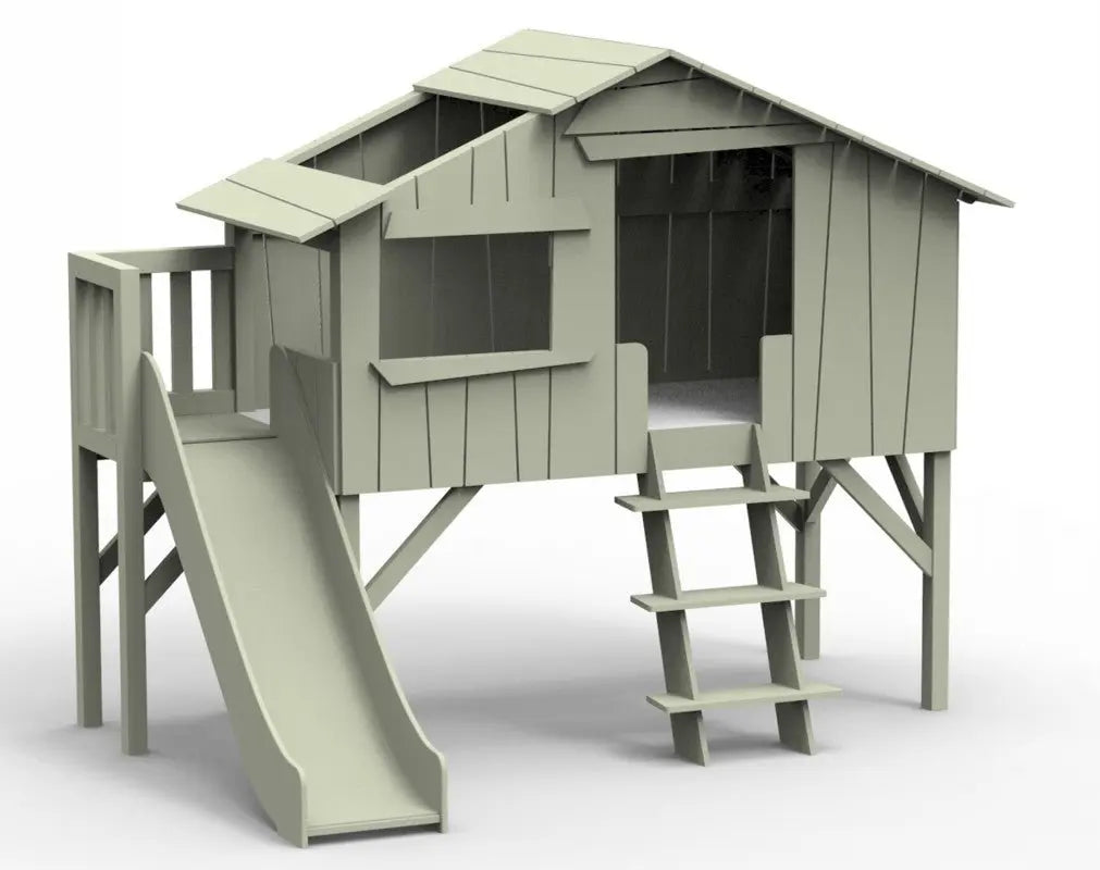 MATHY BY BOLS - Lit Cabane Simple 90 X 190cm & Toboggan + Plate - forme (Coloris Au Choix)