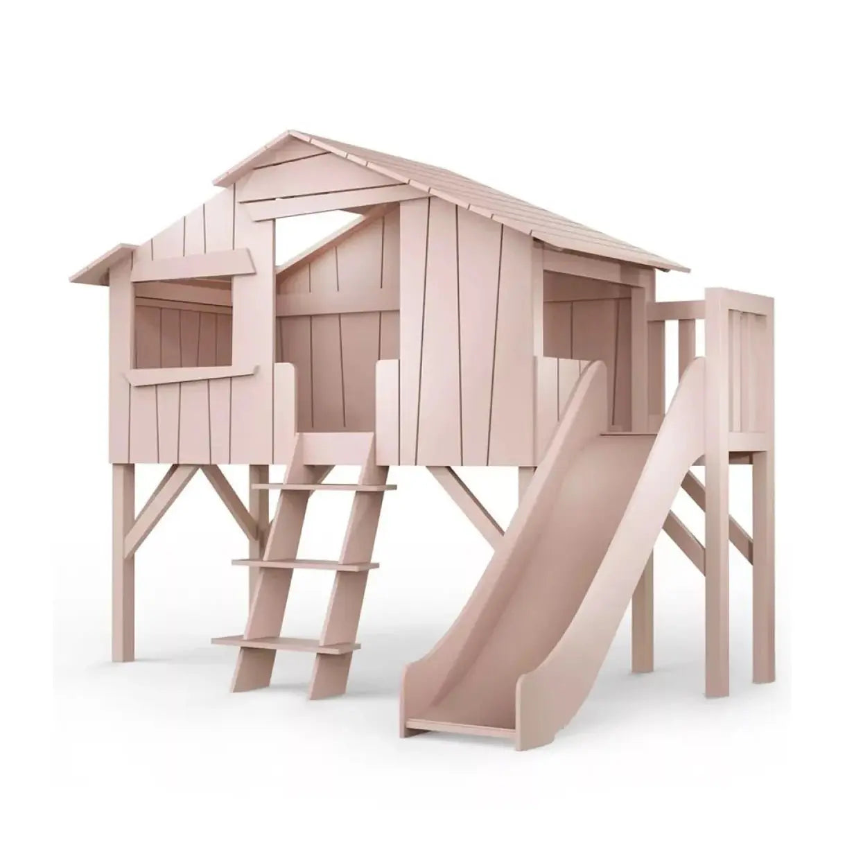 MATHY BY BOLS - Lit Cabane Simple 90 X 190cm & Toboggan + Plate - forme (Coloris Au Choix)