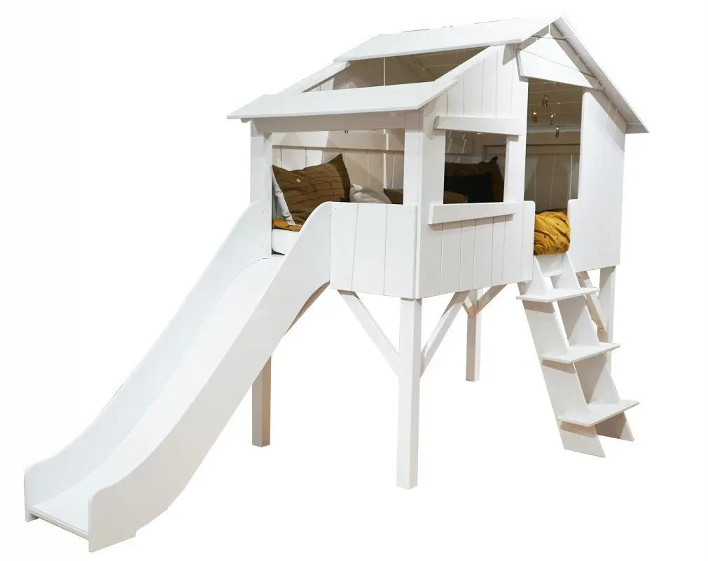 MATHY BY BOLS - Lit Cabane Simple 90 X 190cm & Toboggan Seul (MDF+SAPIN)