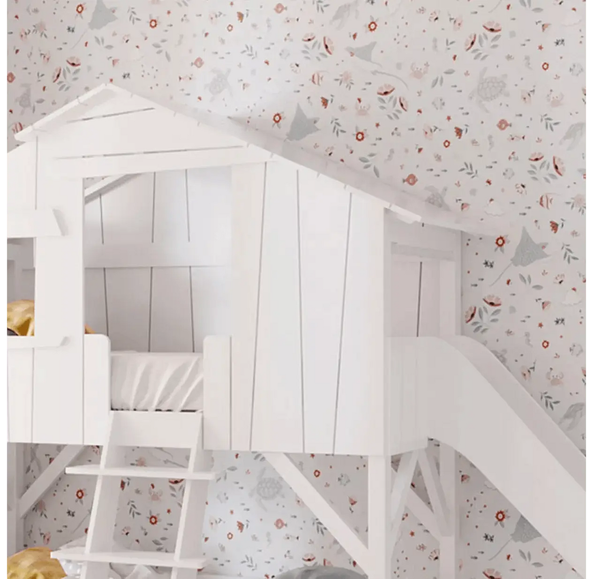 MATHY BY BOLS - Lit Cabane Simple 90 X 190cm & Toboggan Seul (MDF+SAPIN)