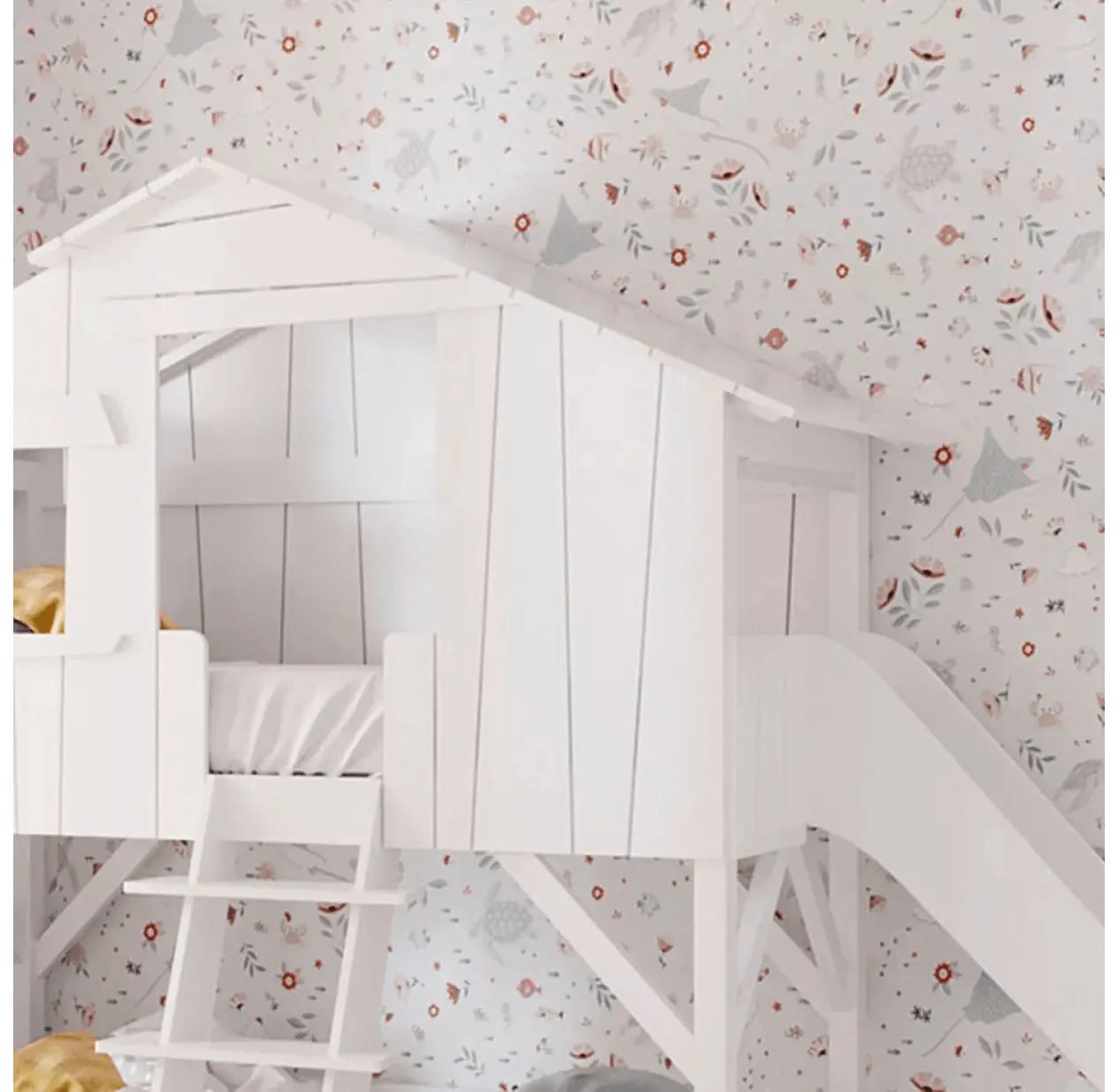 MATHY BY BOLS - Lit Cabane Simple 90 X 190cm & Toboggan Seul (MDF+SAPIN)