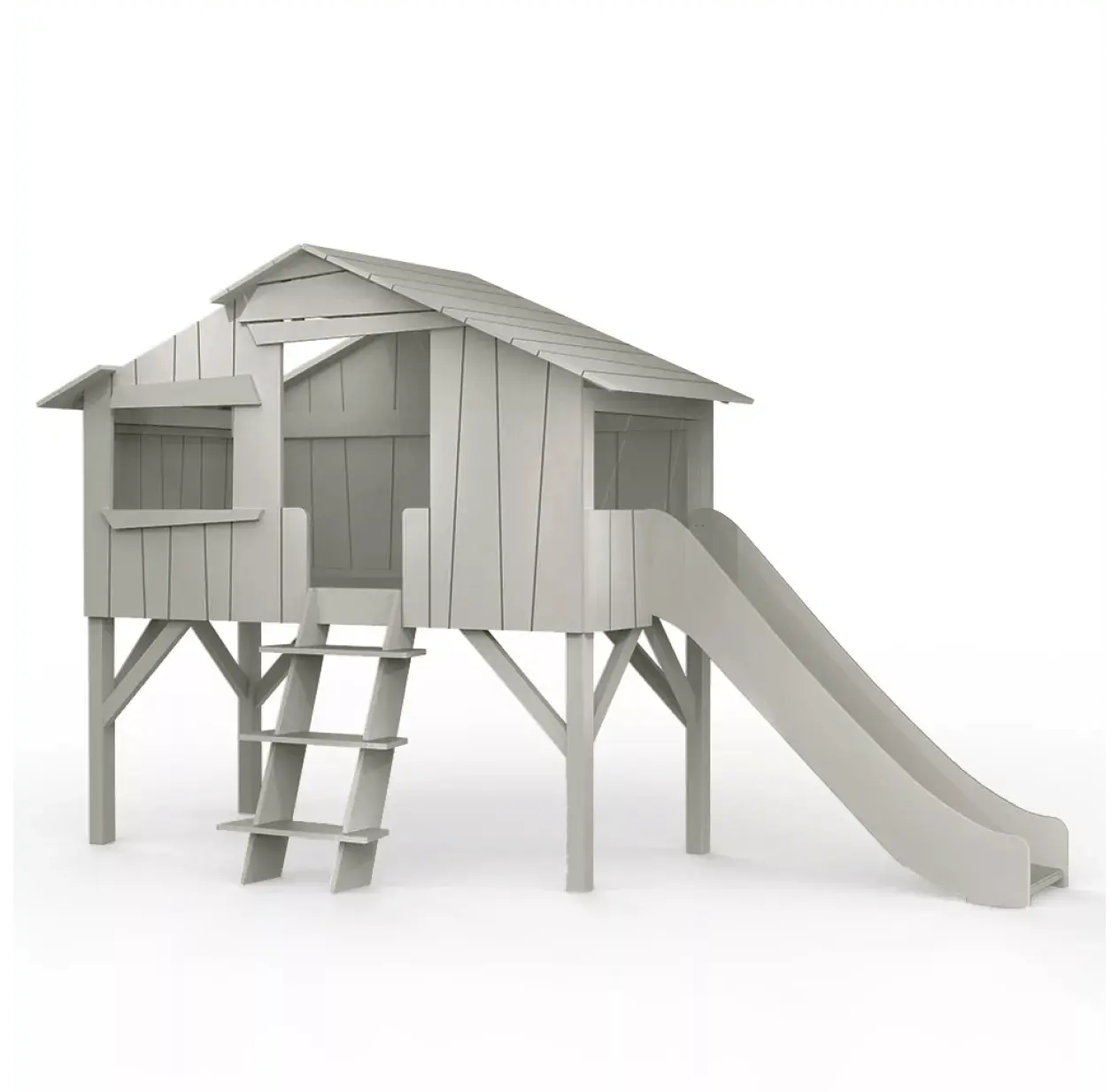 MATHY BY BOLS - Lit Cabane Simple 90 X 190cm & Toboggan Seul (MDF+SAPIN)