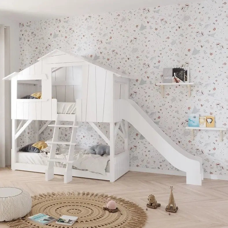 MATHY BY BOLS - Lit Cabane Superposé & Toboggan Seul (MDF+SAPIN)