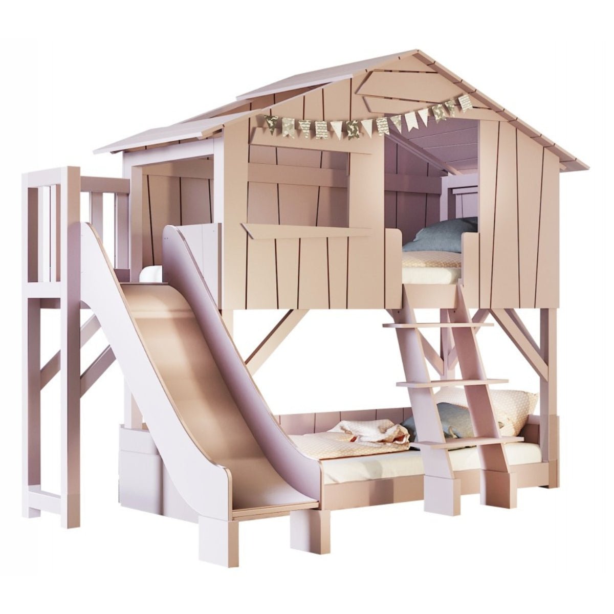 Lit cabane mezzanine en bois brut – 90 x 190 cm - Mathy By Bols