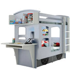 MATHY BY BOLS - Lit WAGON Avec Bureau + Étagère 90x190 cm