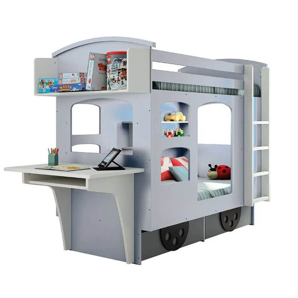 MATHY BY BOLS - Lit WAGON Avec Bureau + Étagère 90x190 cm