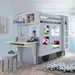 MATHY BY BOLS - Lit WAGON Avec Bureau + Étagère 90x190 cm