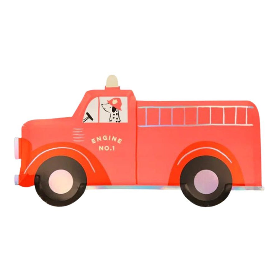 MERI MERI-Assiettes en Carton Camion de Pompier-Les Petits