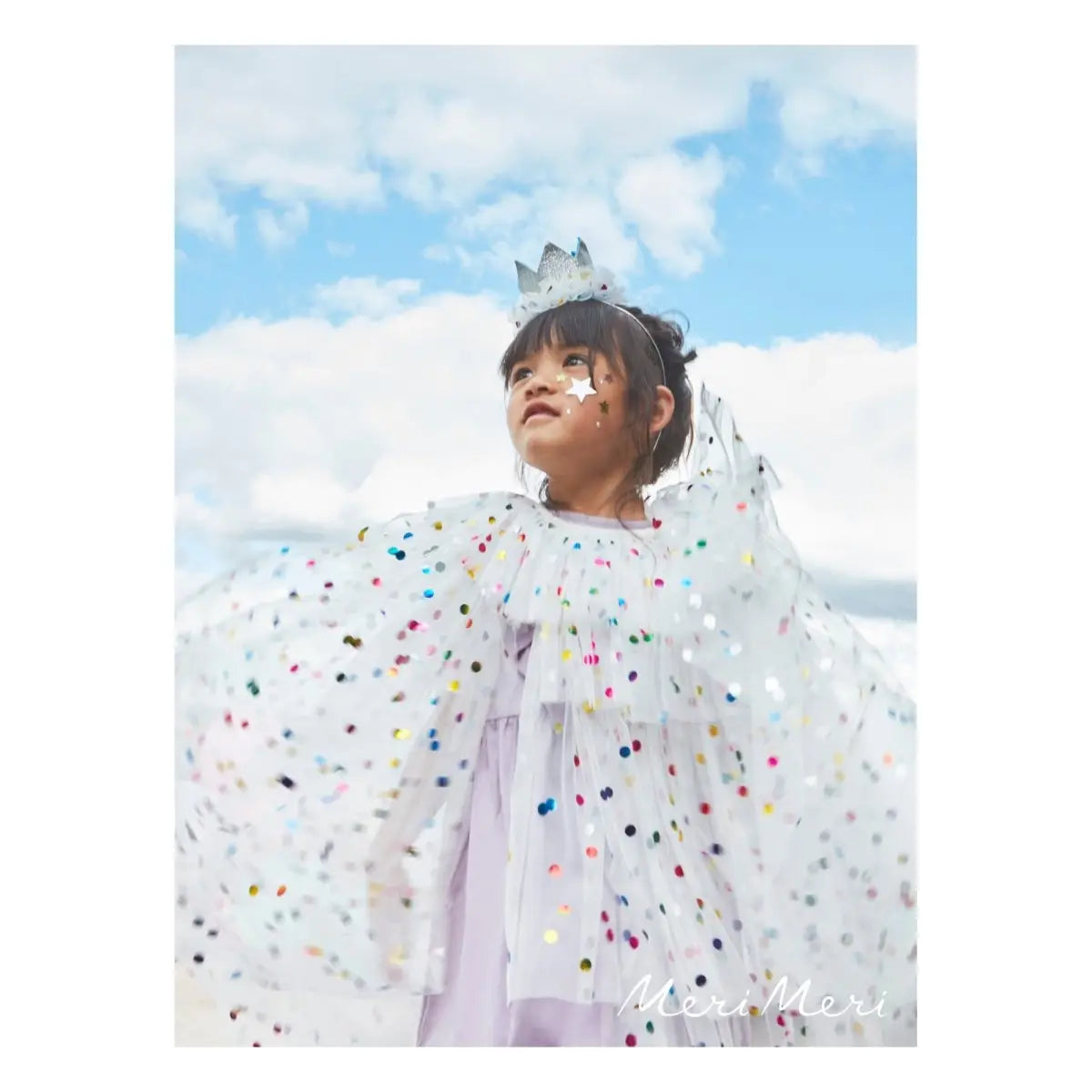 MERI MERI - Cape en Tulle à Pointillés Brillants & Couronne et Baguette
