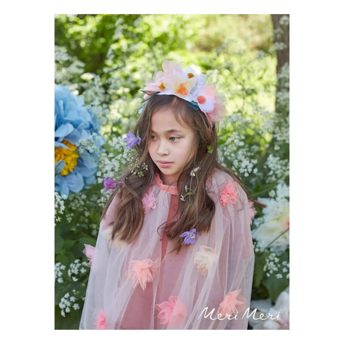 MERI MERI - Cape Florale Rose en Tulle 3 - 6 ans