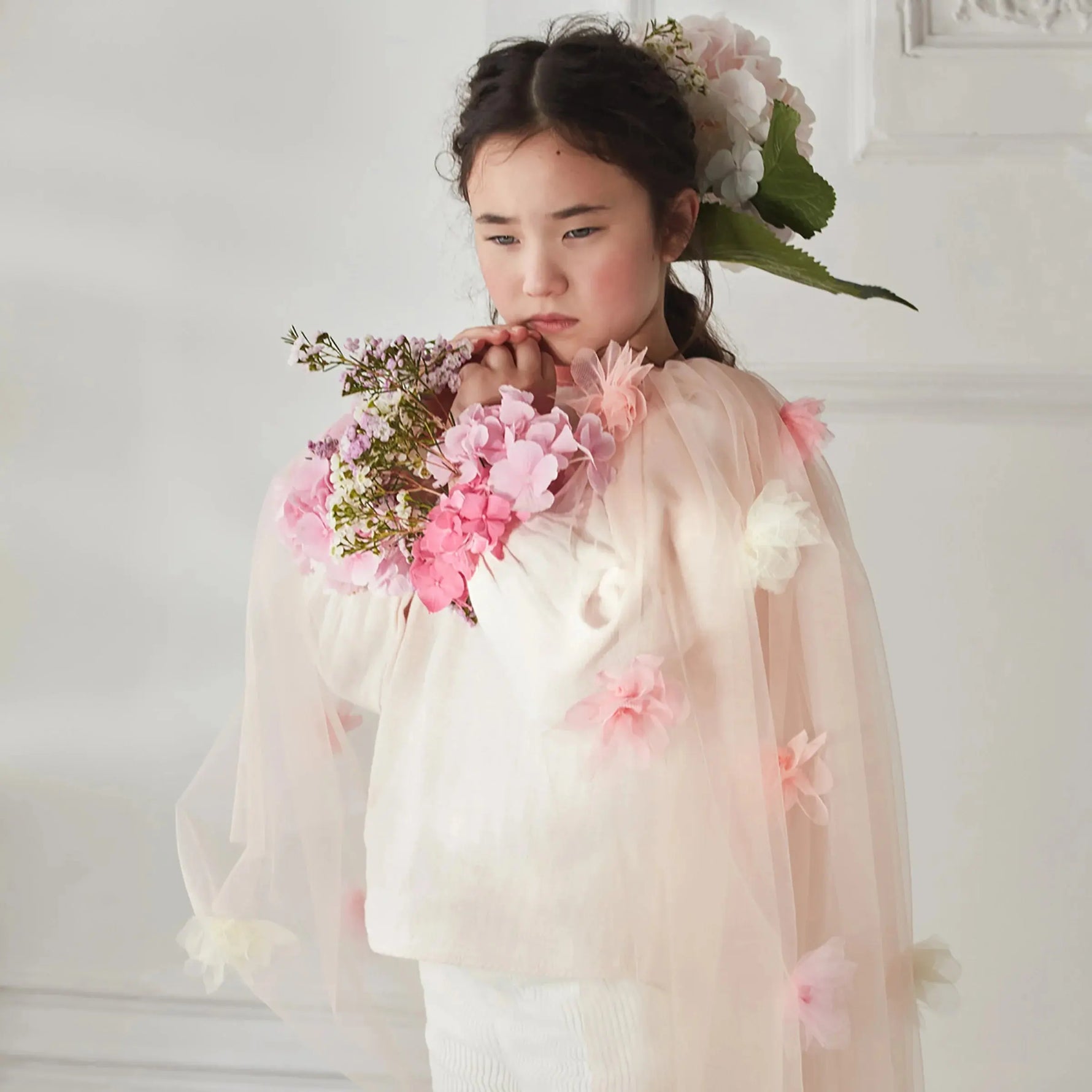 MERI MERI - Cape Florale Rose en Tulle 3 - 6 ans