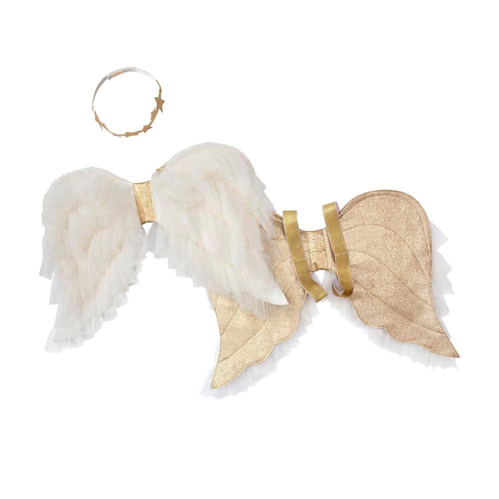 Ailes Ange Plumes Déguisement Ange Complet - Ailes D'Ange + Sceptre + Anneau + Robe Blanche - Costume Cosplay Parfait Pour Halloween Et Carnaval