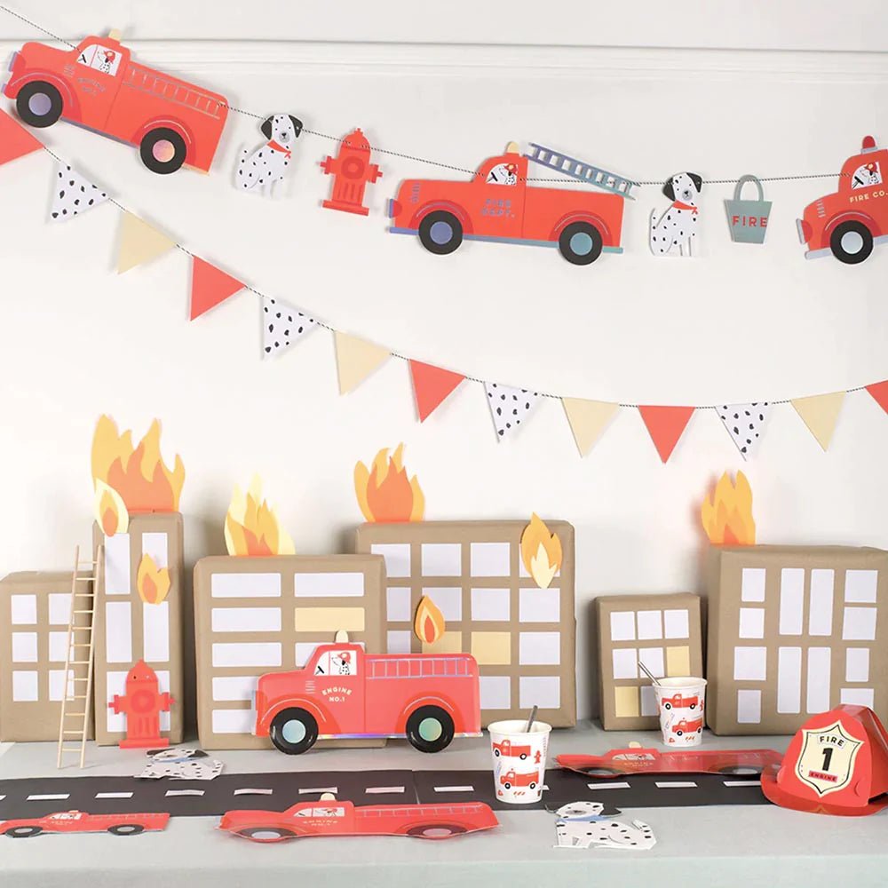 MERI MERI-Lot de 8 Chapeaux Festifs de Pompier-Les Petits