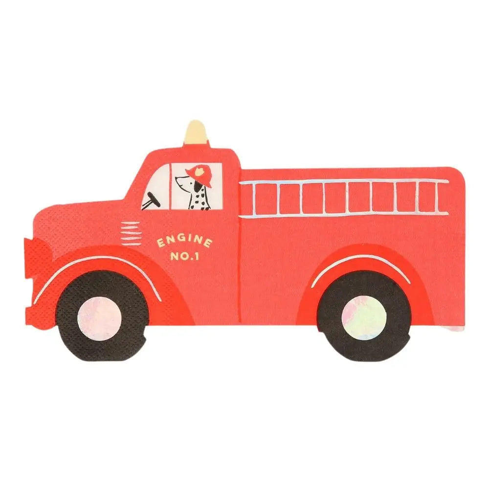 MERI MERI - Serviettes de Table en Papier Camion de Pompier x 16