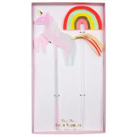 MERI MERI - Set De 2 Piques à Gâteau En Acrylique Licorne Et Arc - en - ciel