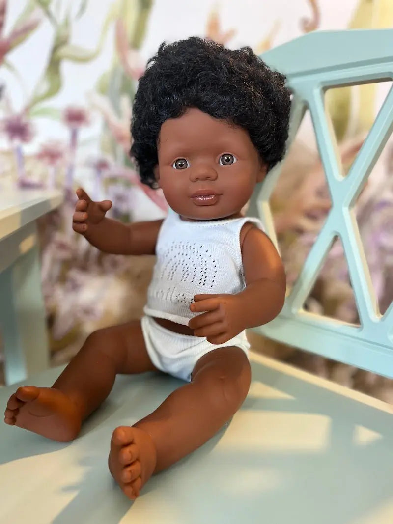 MINILAND - Poupée Bébé Fille Africaine 38 Cm