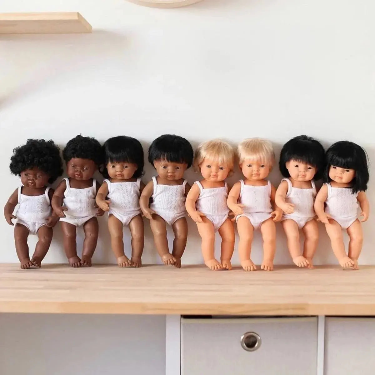 MINILAND - Poupée Bébé Fille Cheveux Bruns 38 Cm