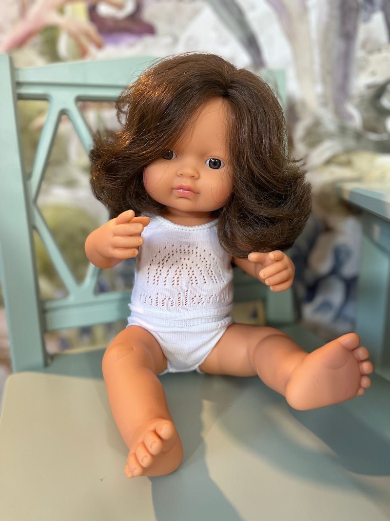 MINILAND-Poupée Bébé Fille Cheveux Bruns 38 Cm-Les Petits