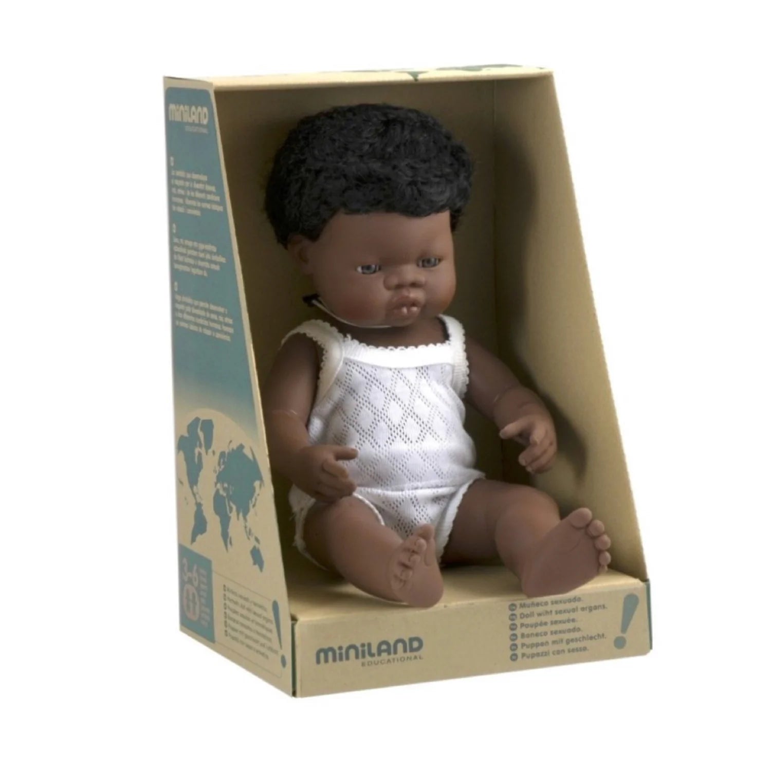 Poupée bébé garçon africain 21cm, Miniland - Merci Léonie