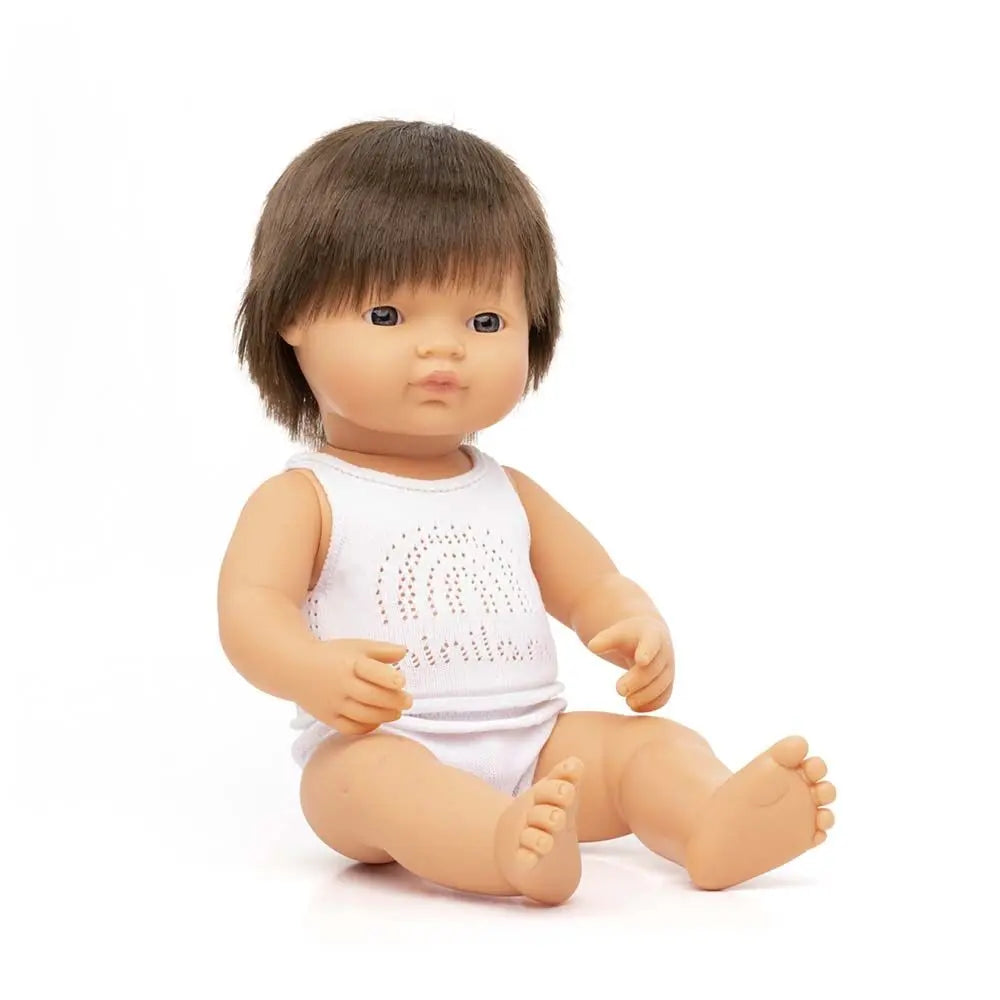 MINILAND - Poupée Bébé Garçon Cheveux Bruns 38 Cm