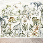 MUNKS & ME-Papier Peint Aquarelle Dinosaure Jungle-Les Petits