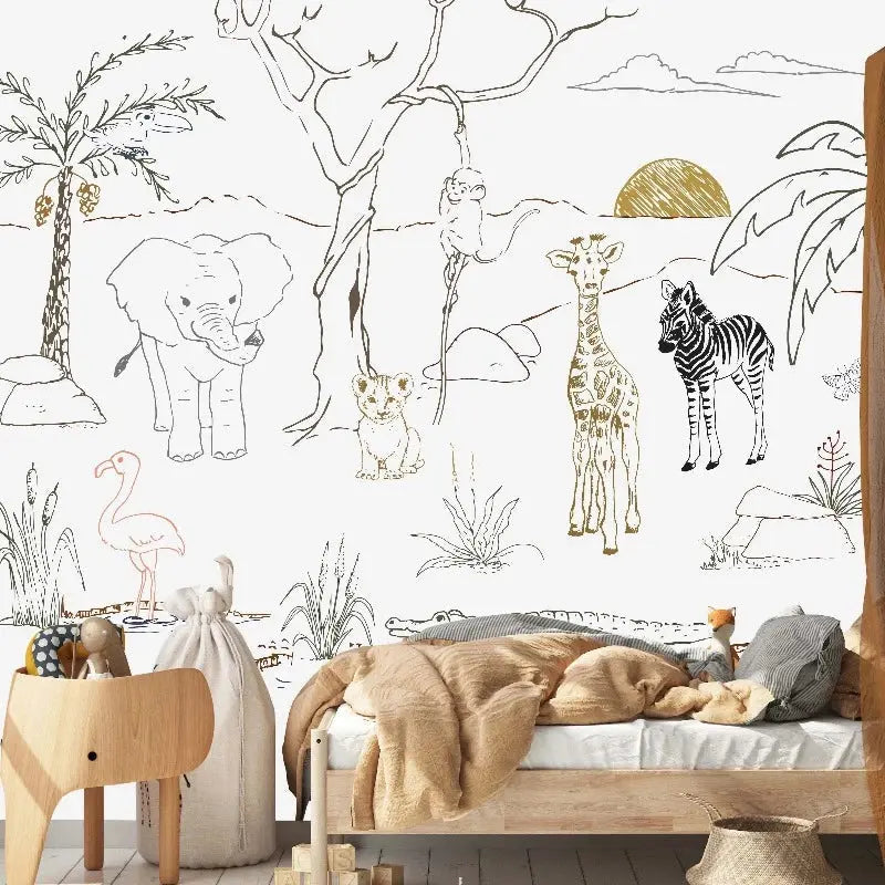 MUNKS & ME - Papier Peint Baby Safari Animal