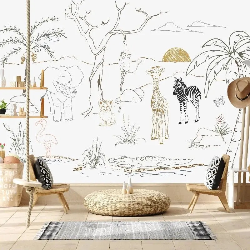 MUNKS & ME - Papier Peint Baby Safari Animal