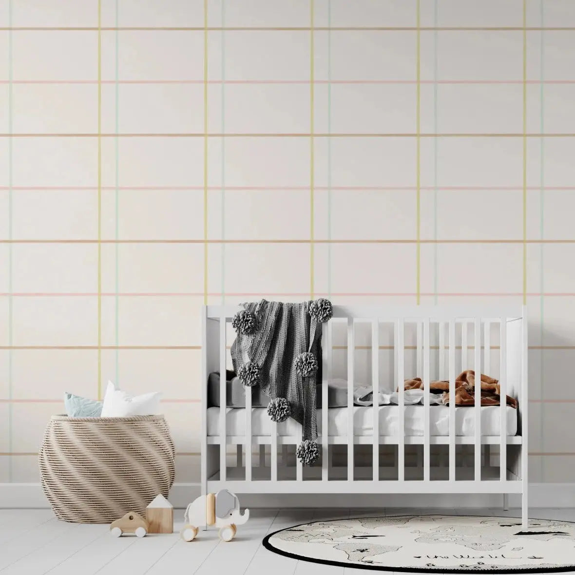 MUNKS & ME - Papier Peint Chambre Enfant à Motif Répété - À Carreaux Celia