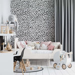 MUNKS & ME - Papier Peint Chambre Enfant à Motif Répété - À Pois Dalmatien | Noir