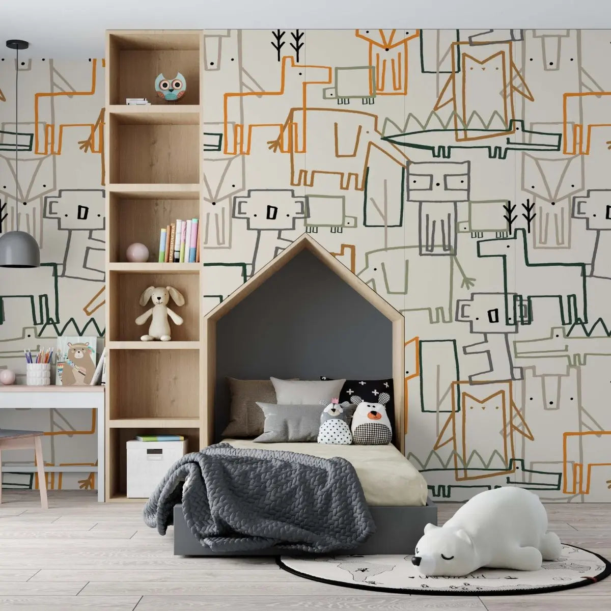 MUNKS & ME - Papier Peint Chambre Enfant à Motif Répété - Animal Elijahs