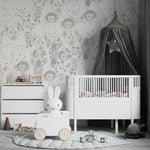 MUNKS & ME - Papier Peint Chambre Enfant à Motif Répété - Bébé Safari Animal - Gris