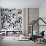 MUNKS & ME - Papier Peint Chambre Enfant à Motif Répété - Bébé Safari Animal - Noir