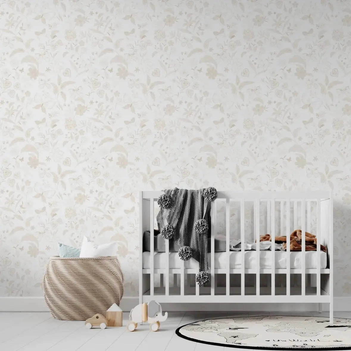 MUNKS & ME - Papier Peint Chambre Enfant à Motif Répété - De Jardin De Papillons | Neutre