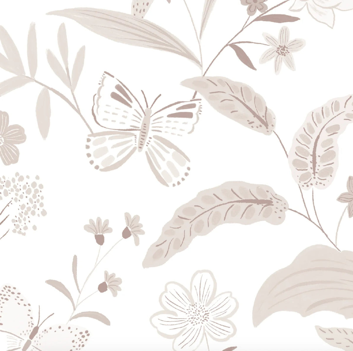 MUNKS & ME - Papier Peint Chambre Enfant à Motif Répété - De Jardin De Papillons | Rose
