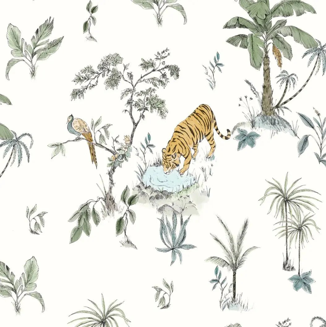 MUNKS & ME - Papier Peint Chambre Enfant à Motif Répété - De Tigre Tropical