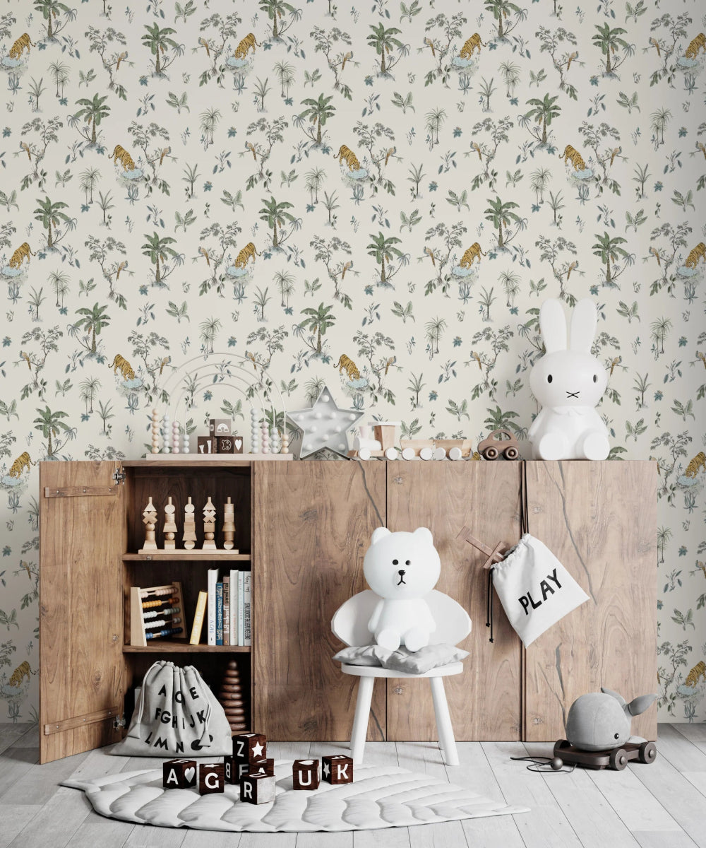 MUNKS & ME - Papier Peint Chambre Enfant à Motif Répété - De Tigre Tropical