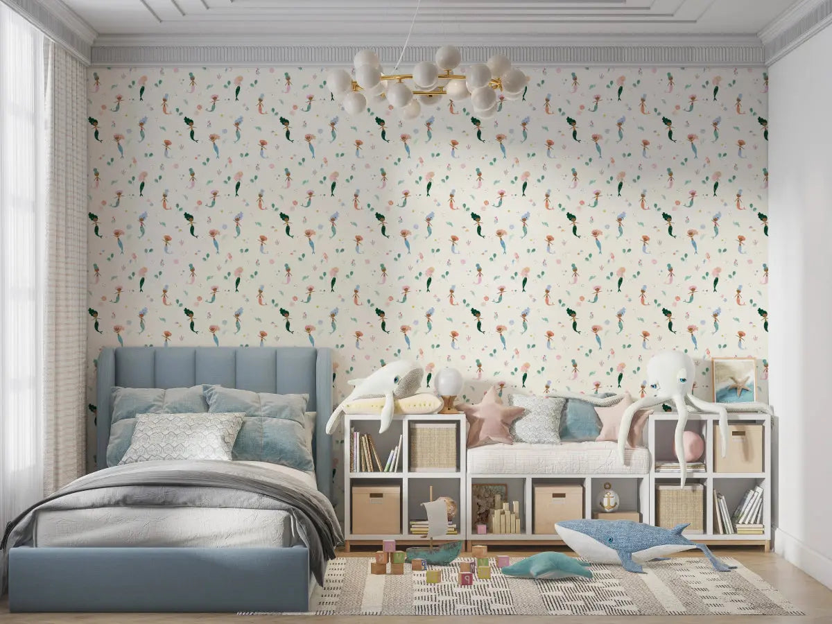 MUNKS & ME - Papier Peint Chambre Enfant à Motif Répété - Des Amis De La Sirène