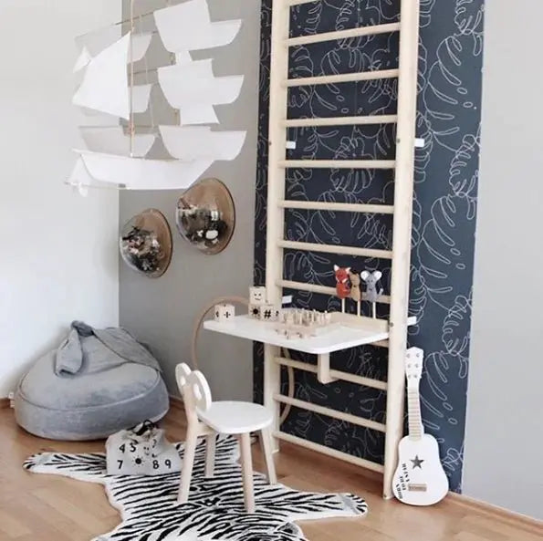 MUNKS & ME - Papier Peint Chambre Enfant à Motif Répété - Elle Monstera | Marine