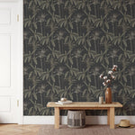 MUNKS & ME - Papier Peint Chambre Enfant à Motif Répété - Ezra Palm Print - Charbon