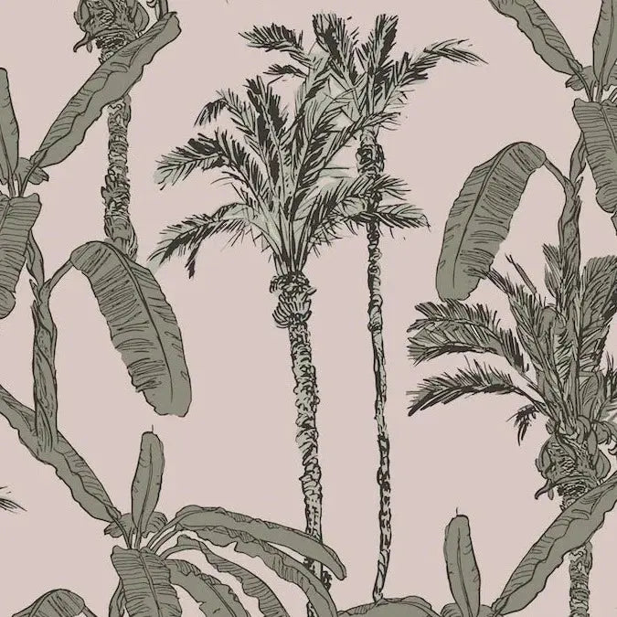 MUNKS & ME - Papier Peint Chambre Enfant à Motif Répété - Ezra Palm Print - Sable