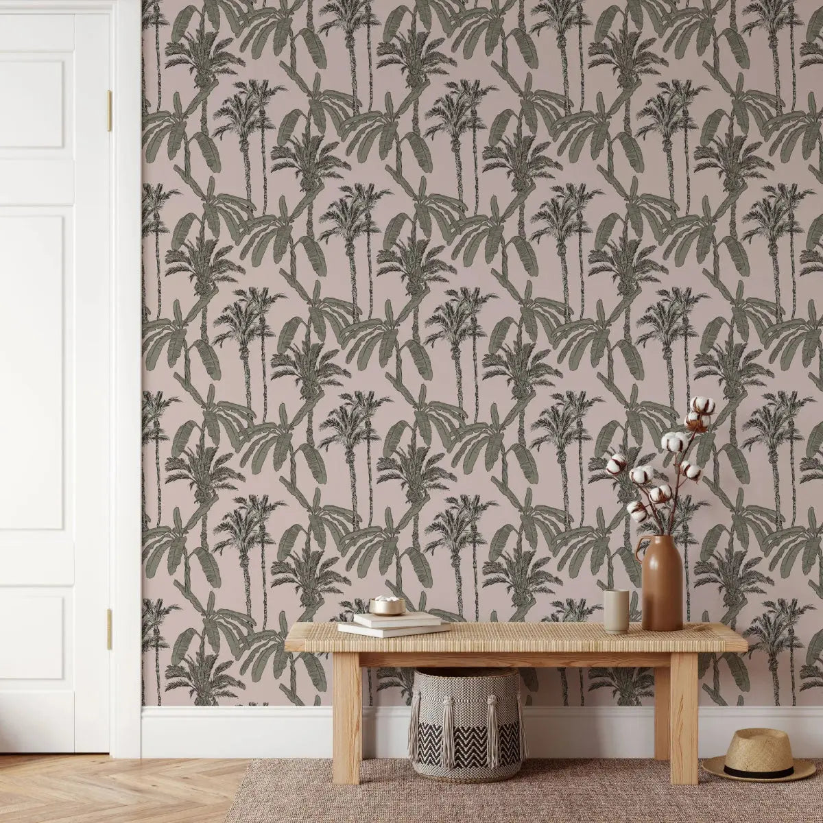 MUNKS & ME - Papier Peint Chambre Enfant à Motif Répété - Ezra Palm Print - Sable