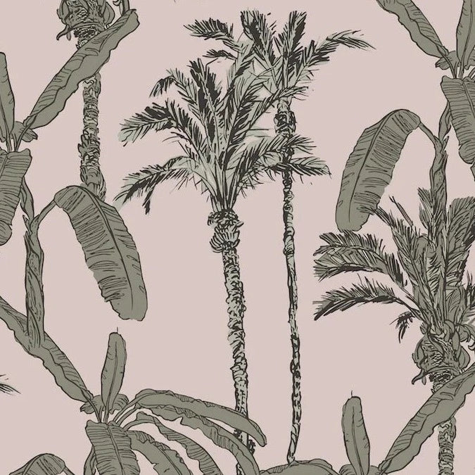 MUNKS & ME - Papier Peint Chambre Enfant à Motif Répété - Ezra Palm Print - Sable