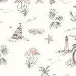 MUNKS & ME - Papier Peint Chambre Enfant à Motif Répété - Flamant Rose En Bord De Mer