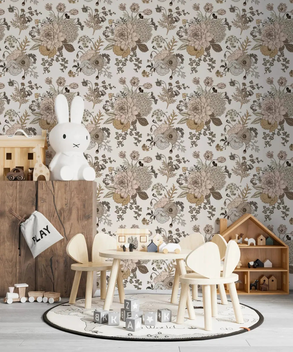 MUNKS & ME - Papier Peint Chambre Enfant à Motif Répété - Floral Adley