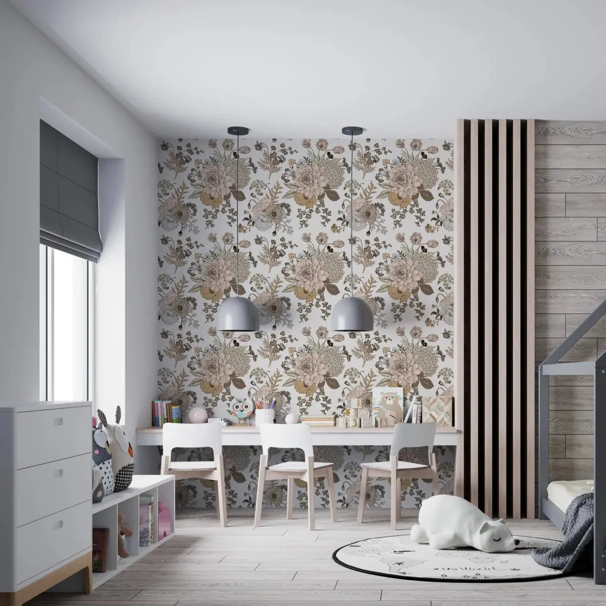 MUNKS & ME - Papier Peint Chambre Enfant à Motif Répété - Floral Adley