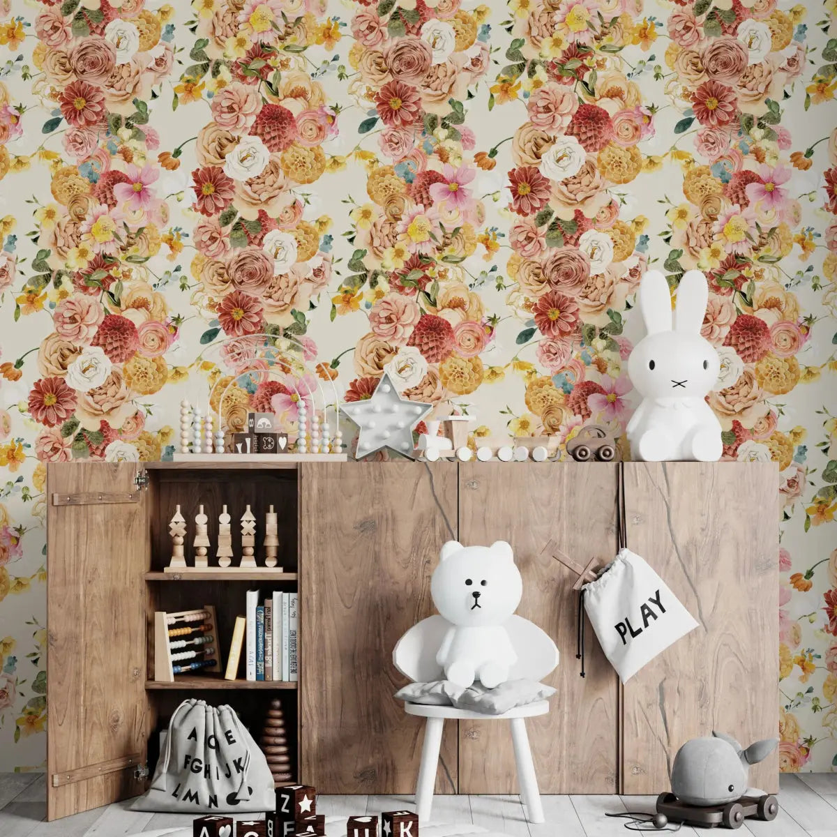 MUNKS & ME - Papier Peint Chambre Enfant à Motif Répété - Floral Blairs