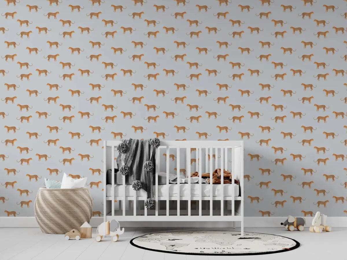 MUNKS & ME - Papier Peint Chambre Enfant à Motif Répété - Goldies Cheetah - Bleu